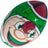 A close up of a green and red Gilbert BALL RANDOMS XMAS ELF SZ 5 football.