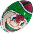 A close up of a green and red Gilbert BALL RANDOMS XMAS ELF SZ 5 football.