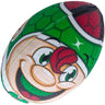 A close up of a green and red Gilbert BALL RANDOMS XMAS ELF SZ 5 football.