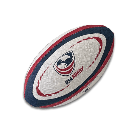 Show your Eagles support with the USA Rugby Replica Mini Ball by Gilbert, featuring a USA Rugby logo and a striking white, blue, and red design.
