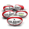 four Gilbert WRS G-TR4000 Red Training Ball Size 5 Bundles with the word Gilbert on them.