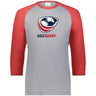 Light grey, raglan tee with red, 3/4 sleeves and collar and a USAR logo center front.