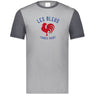 Grey tee with carbon grey sleeves and collar and a center front, blue and red Les Bleus France Rugby design featuring a rooster.