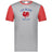 Grey tee with red sleeves and collar and a center front, blue and red Les Bleus France Rugby design featuring a rooster.