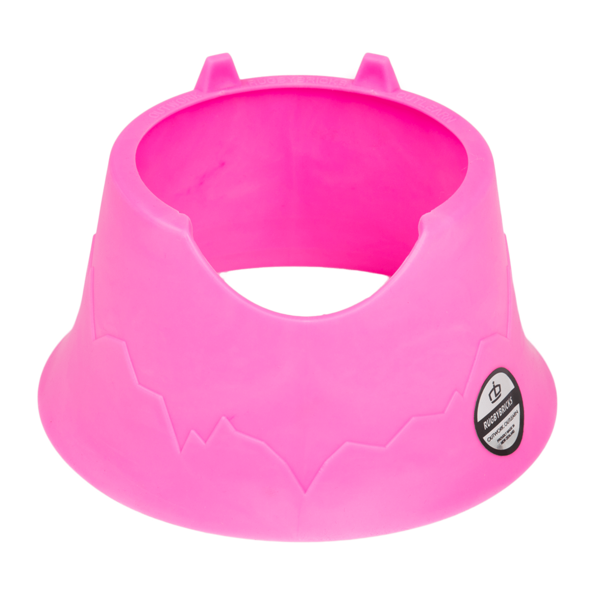 Angled View of Thermoplastic Hot Pink Rugby Kicking Tee