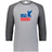 Grey 3/4 raglan sleeve t-shirt with dark grey collar and sleeves and a vintage USA Rugby blue and red logo that incorporates an Eagle and 'USA Rugby' inscription.