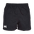 Canterbury's Professional Polyester Shorts in black feature an elastic waistband and a small white logo, perfect for professional rugby players.