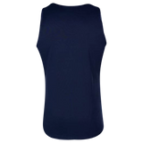 Back side of navy no sleeve singlet.