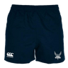 A pair of Brunswick Valkyries Canterbury Professional Polyester Pocketed Rugby Shorts with a white logo on the side.