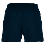 The Canterbury Professional Polyester Short is a plain black rugby short with an elastic waistband, made from durable polyester.