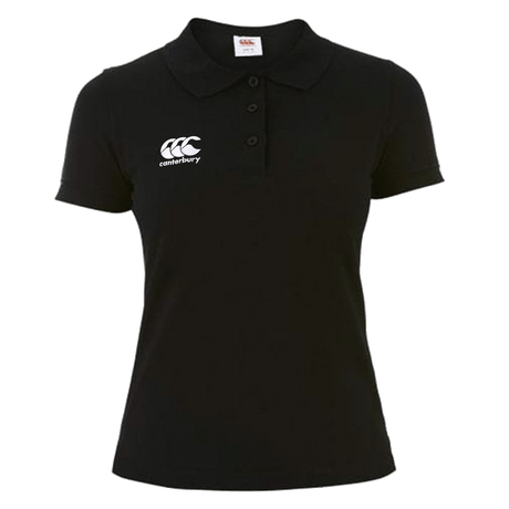 Canterbury Women's Black Waimak Rugby Polo w/ CCC Logo Front