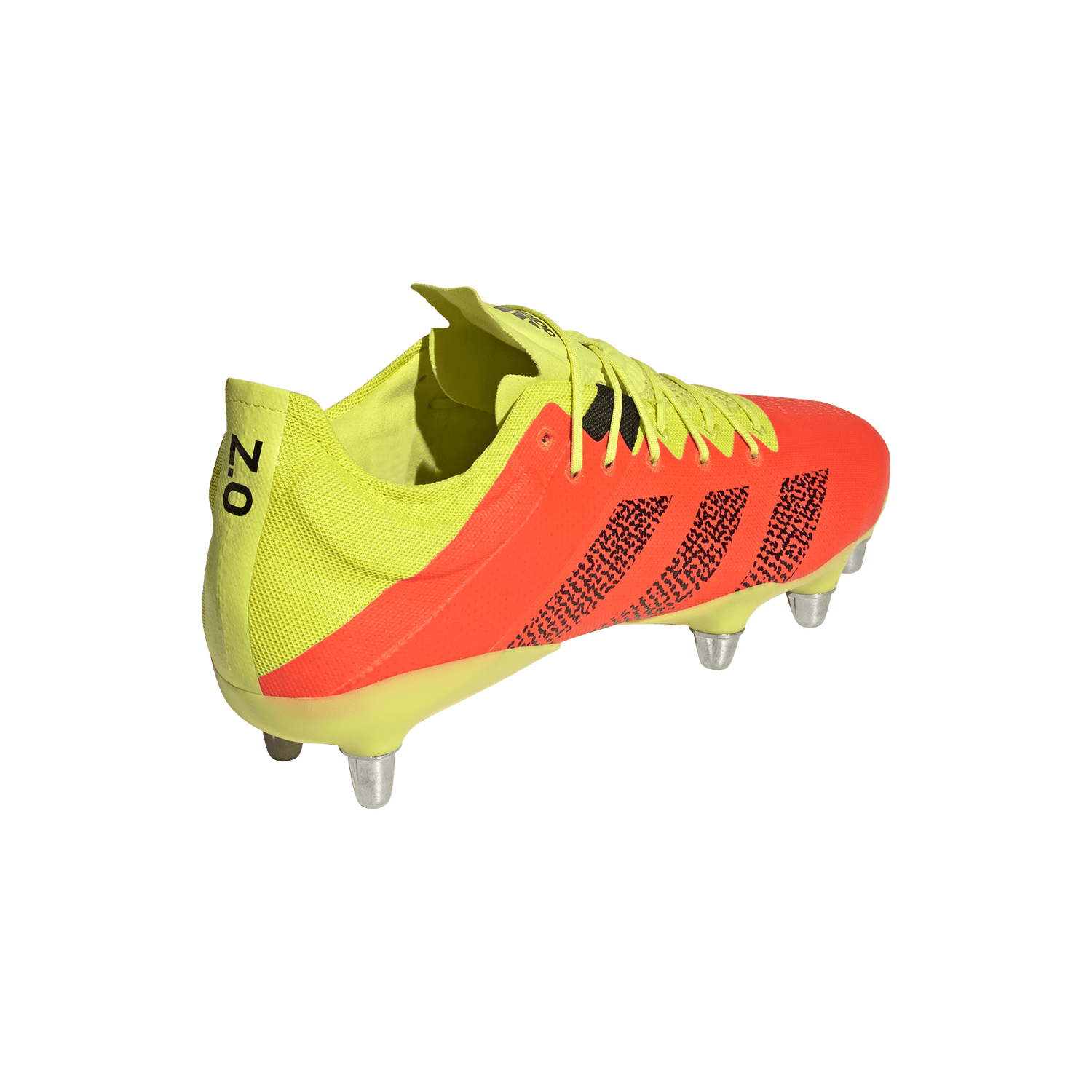 A pair of yellow and orange adidas Kakari Z.0 SG - Solar Red soccer shoes.