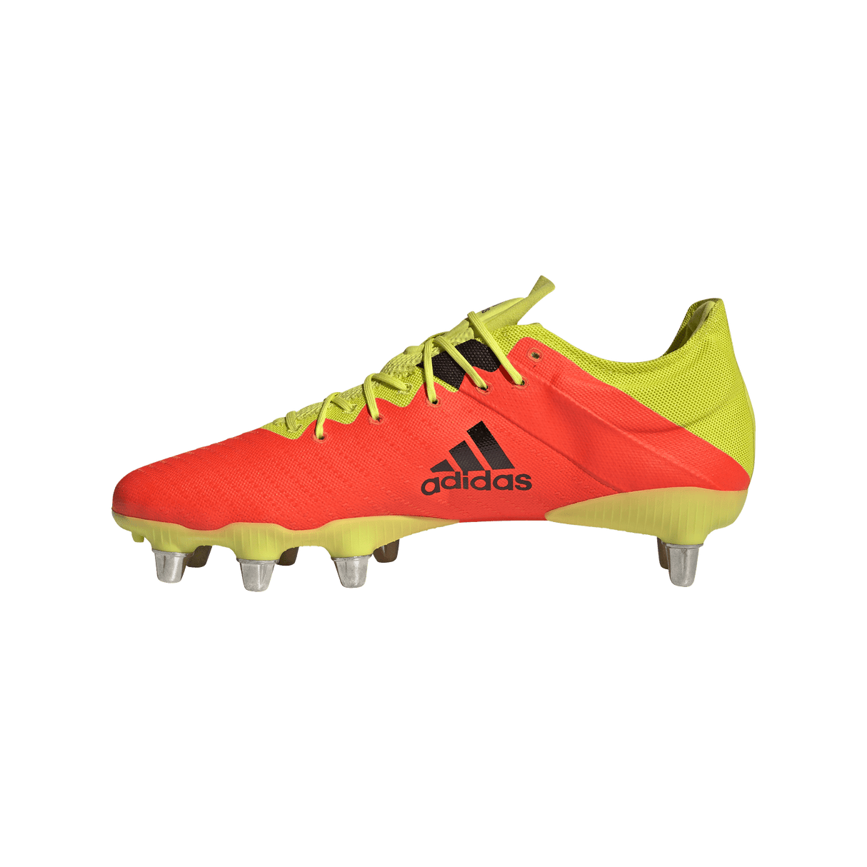 A adidas Kakari Z.0 SG - Solar Red soccer shoe on a green background.