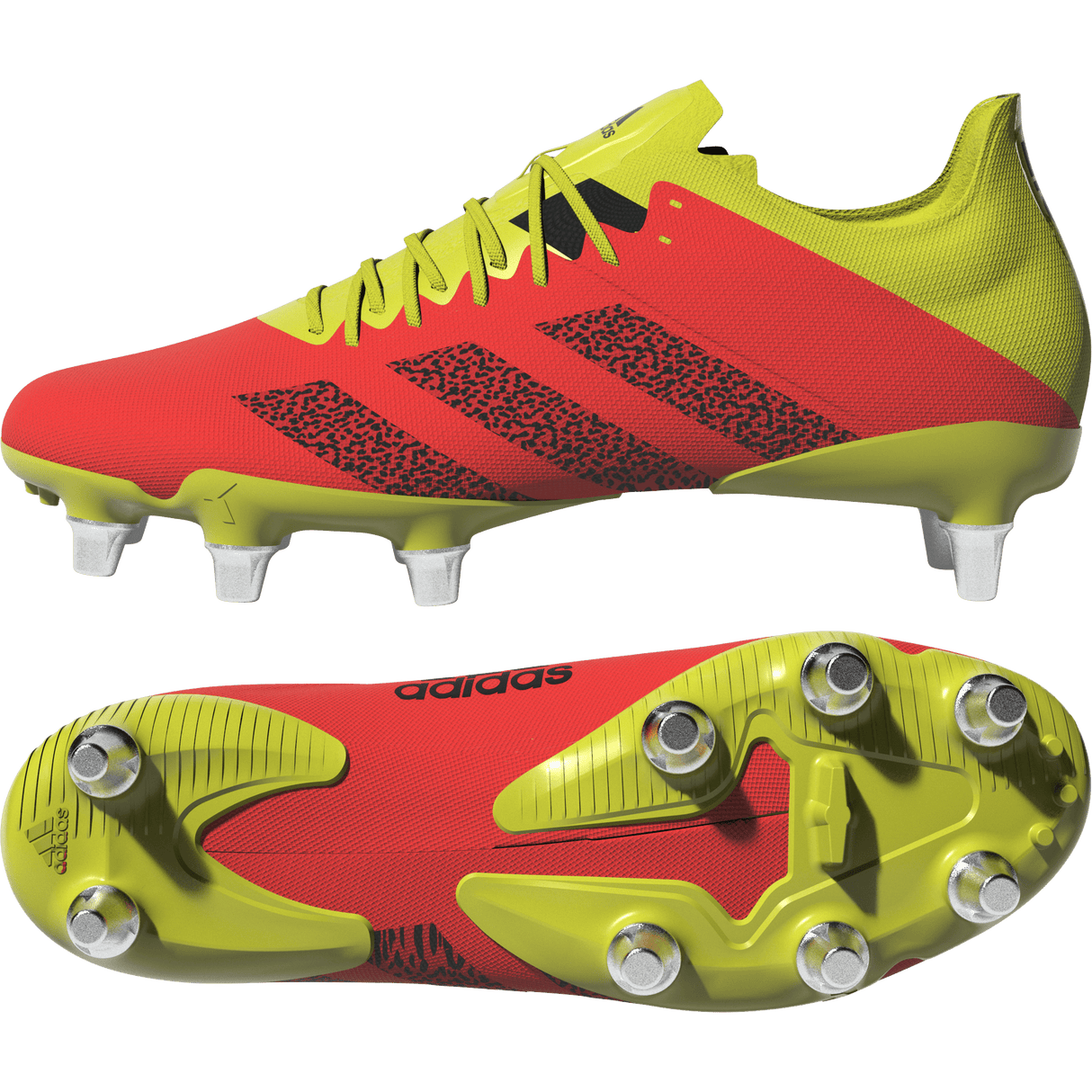 A pair of adidas Kakari Z.0 SG soccer shoes in Solar Red.