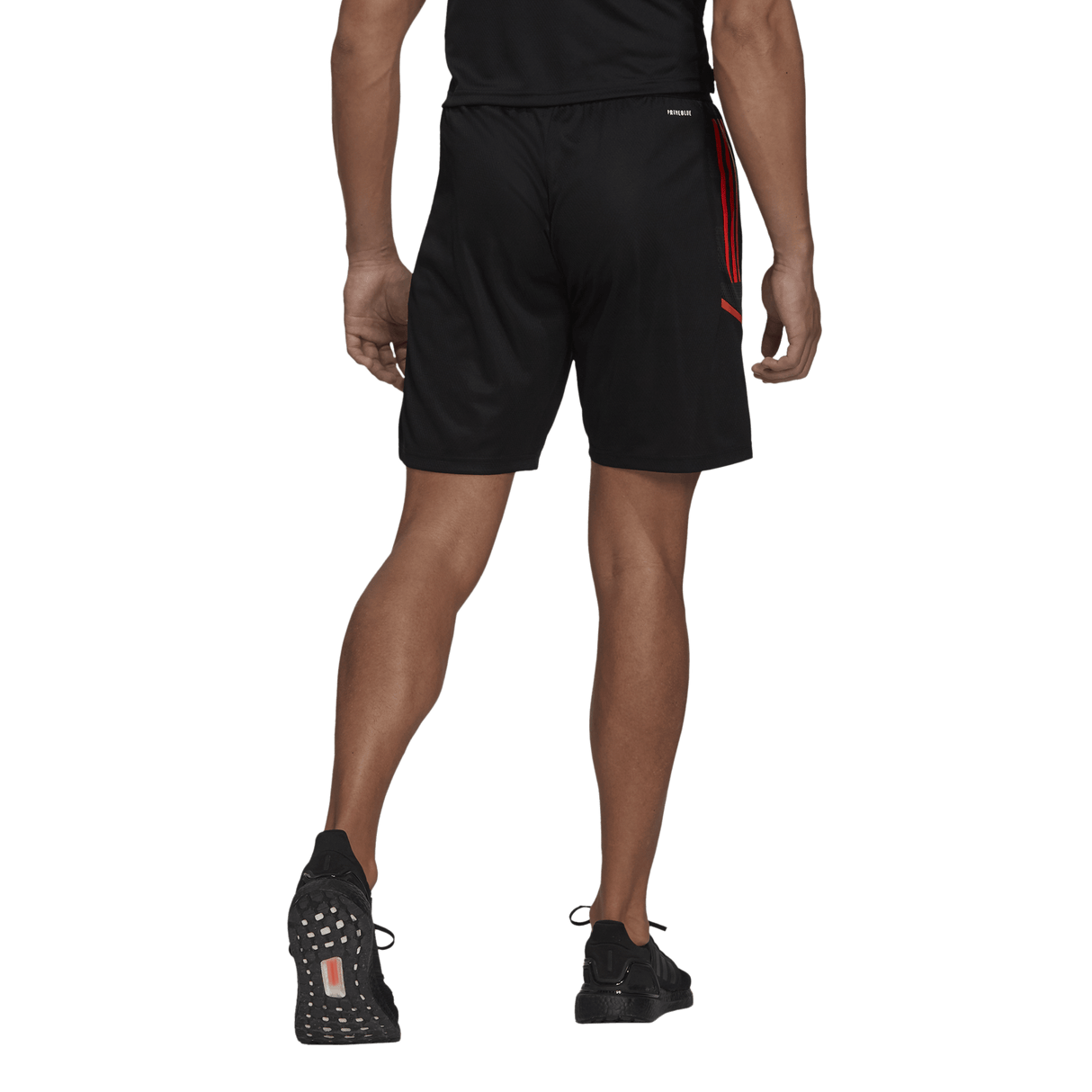 The back view of a man wearing All Blacks Gym Shorts by adidas.
