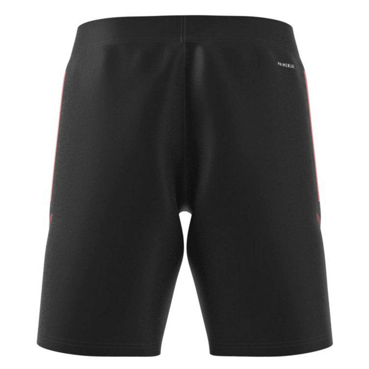 The back view of the All Blacks Gym Shorts by adidas with a red stripe.