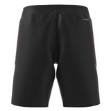 The back view of the All Blacks Gym Shorts by adidas with a red stripe.