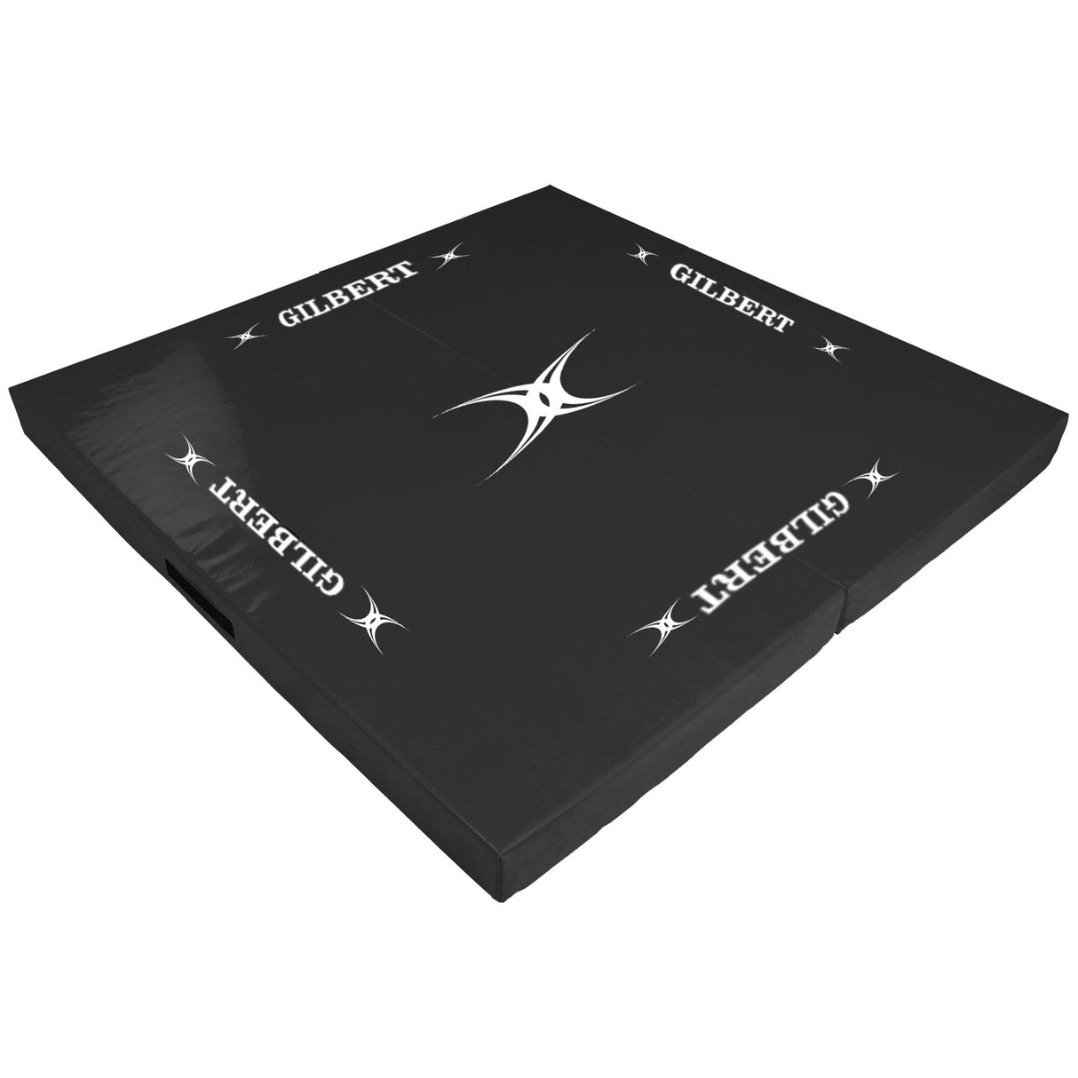 a Gilbert Rugby Black Tackle Mat with white stars on it.