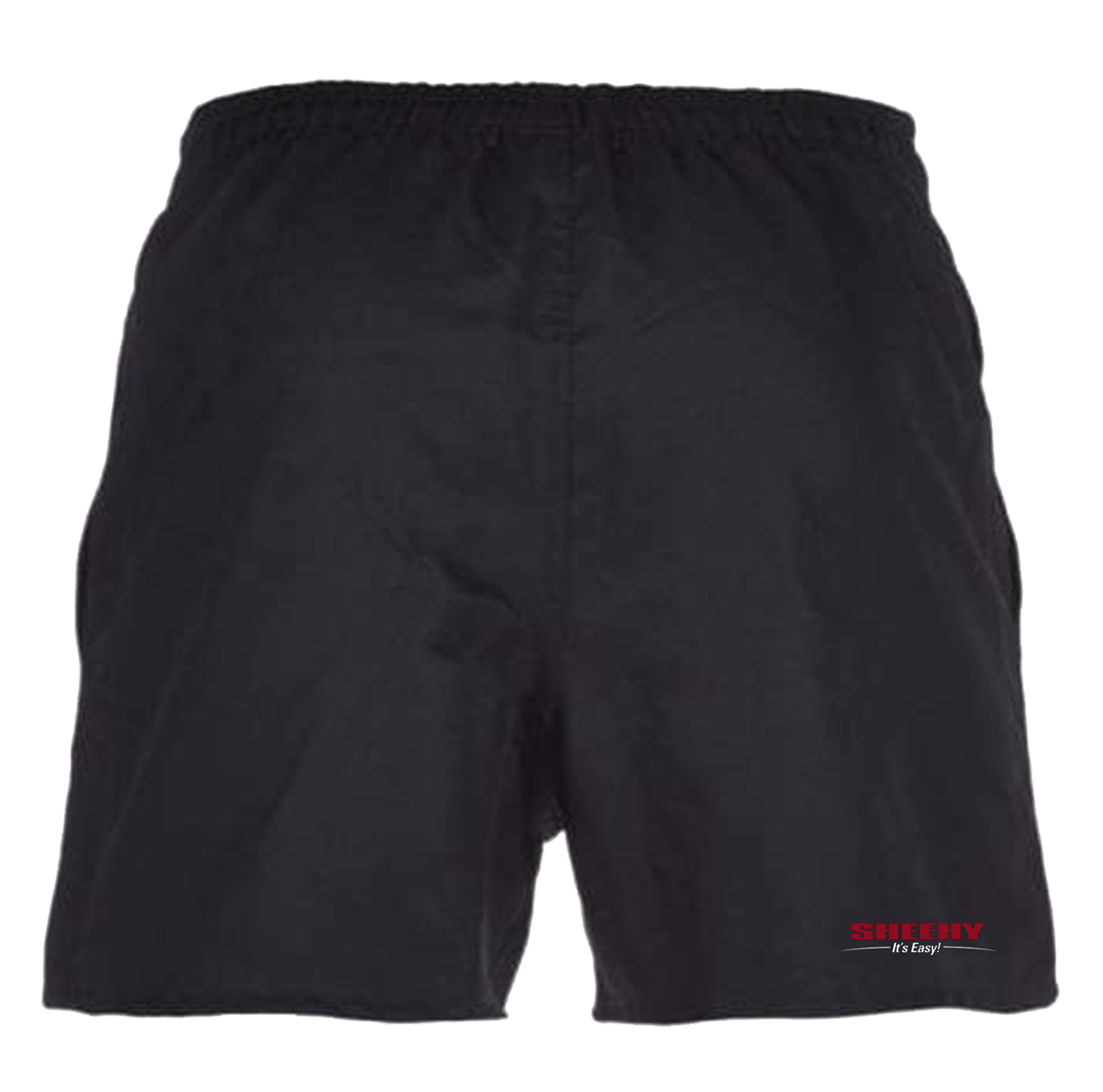 NAYRRP Canterbury Black Professional Polyester Pocketed Rugby Shorts with a red logo on the side.