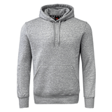Gray pullover hoodie with double front pocket.