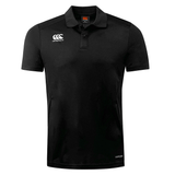 Black two button collard shirt with short sleeves and CCC white logo on upper right chest.