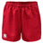 Red shorts elastic waist with white Canterbury logo on lower right leg.