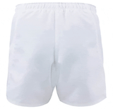 White shorts with elastic waist.