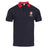 A Sportfolio Rugby World Cup 23 Logo Polo shirt with a red collar.
