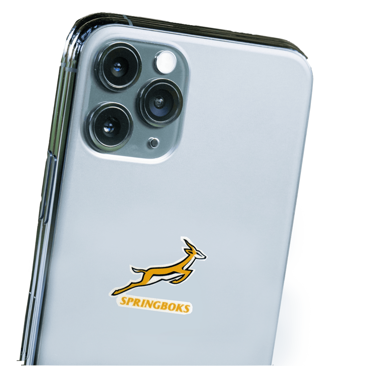 The World Rugby Shop Springboks Sticker Sheet - Variety of 24 Stickers logo on the back of an iphone.