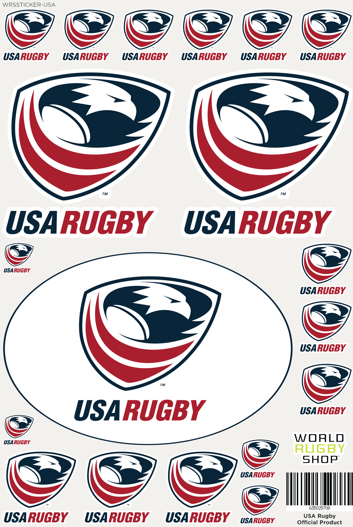Shell Rugby Stickers USA Rugby Sticker Sheet - 19 Stickers - World Rugby Shop
