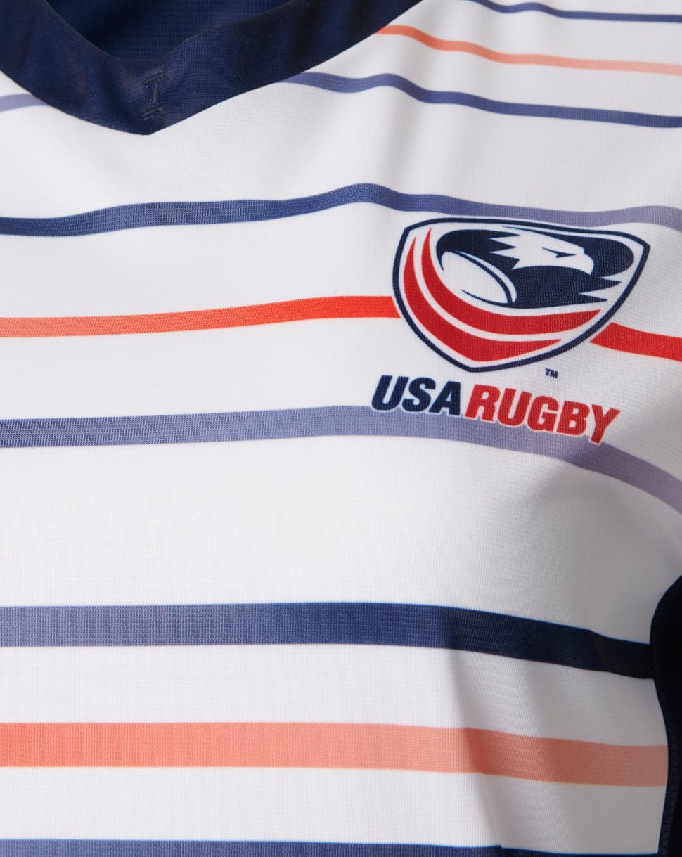 Officially licensed USA Rugby logo on the white home Jersey by Castore 2022/23 seasons