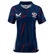 Navy slight V-neck short sleeve jersey with Castore logo on upper right chest and USA Rugby crest on upper left chest.