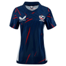 Navy slight V-neck short sleeve jersey with Castore logo on upper right chest and USA Rugby crest on upper left chest.