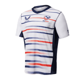 Front side view of the USA Rugby Home Jersey showing the navy blue side inserts