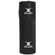 A Gilbert Rugby Black Tackle Bag with a white logo on it.