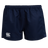 The Women's Canterbury Advantage Pro Rugby Shorts in navy feature an elastic waistband and a white Canterbury logo on the front left, crafted from durable polyester for effective moisture management during intense play.