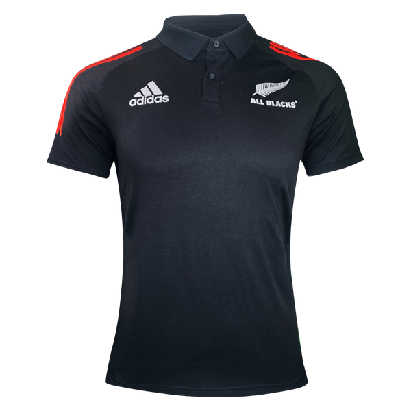 All Blacks Rugby Polo 2021 by adidas New Zealand Rugby Cotton Poly Shirt Black World Rugby Shop
