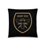 A Rugby Hive Basic Pillow with a picture of a bee on it.