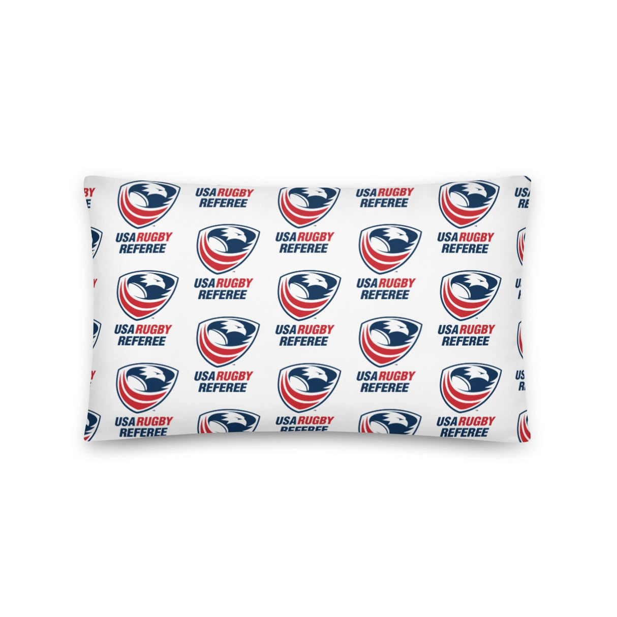 A USA Rugby Referees Basic Pillow with a patriotic design on it.