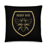 A Rugby Hive Basic Pillow with a picture of a bee on it.