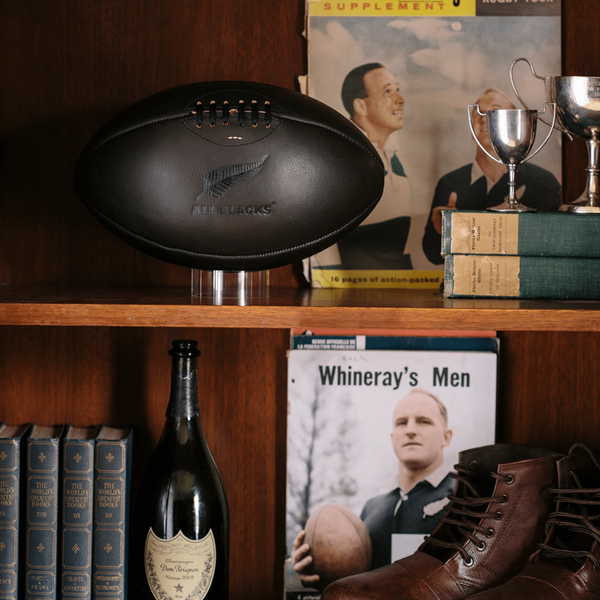 All Blacks Vintage Leather Rugby Ball by Gilbert - Black | World Rugby Shop
