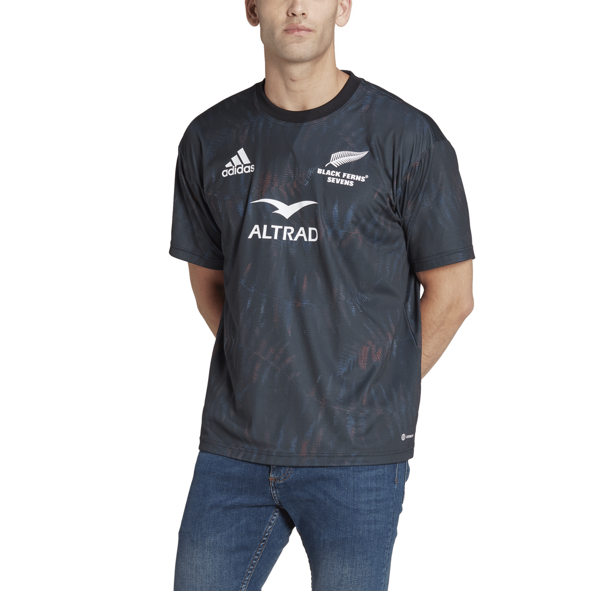 White adidas t top shirt with black logo