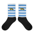 A pair of Vintage Argentina Socks with a tiger on it.