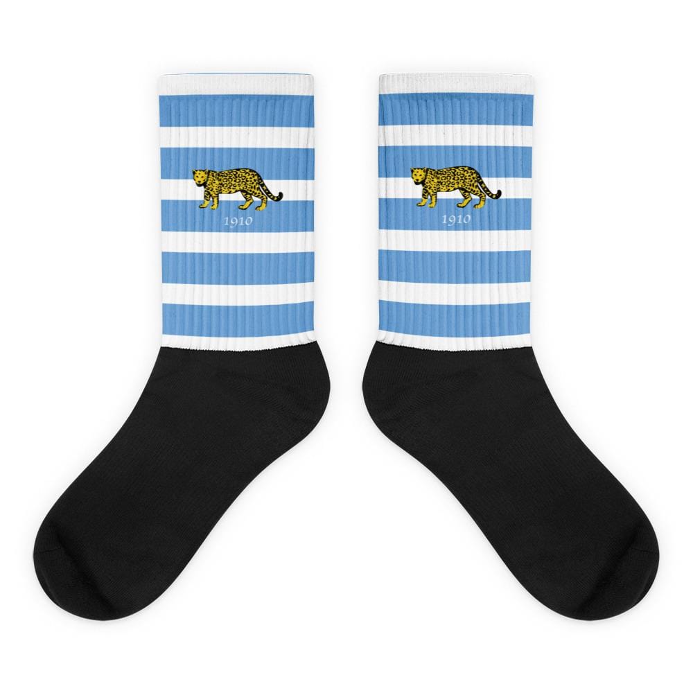 A pair of Vintage Argentina Socks with a tiger on it.