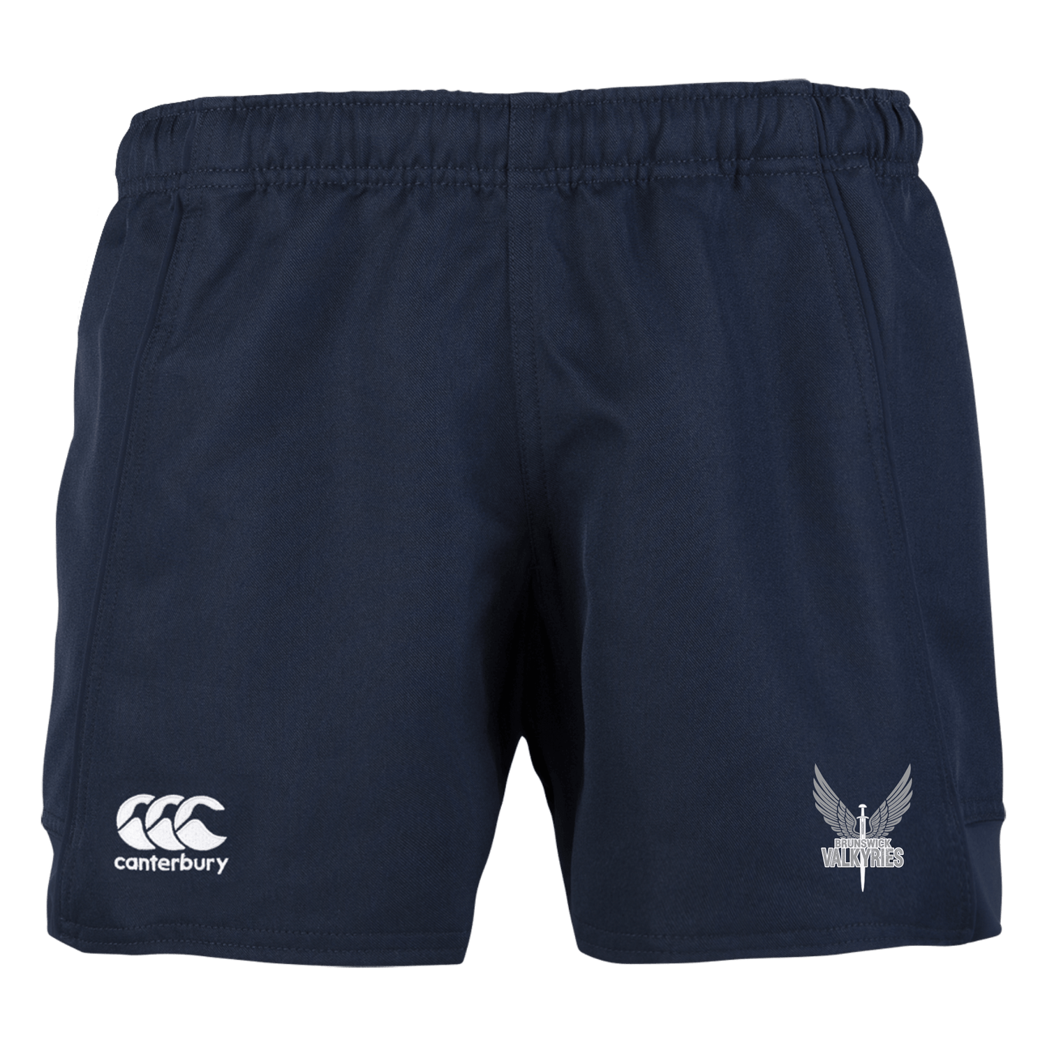 A Brunswick Valkyries Canterbury Advantage rugby shorts with a white logo on the side.
