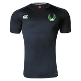 Sirens Canterbury Team Black Dry Rugby T-Shirt with a green leaf on the chest.