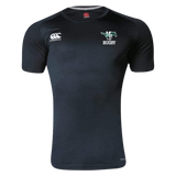 Myers Park Rugby Canterbury Black Core Vapodri Superlight Rugby T-Shirt with a green background.