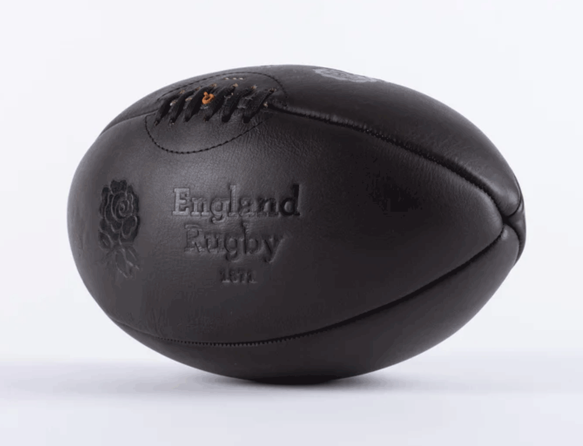 A Gilbert England 1871 Vintage Leather Ball on a white background.