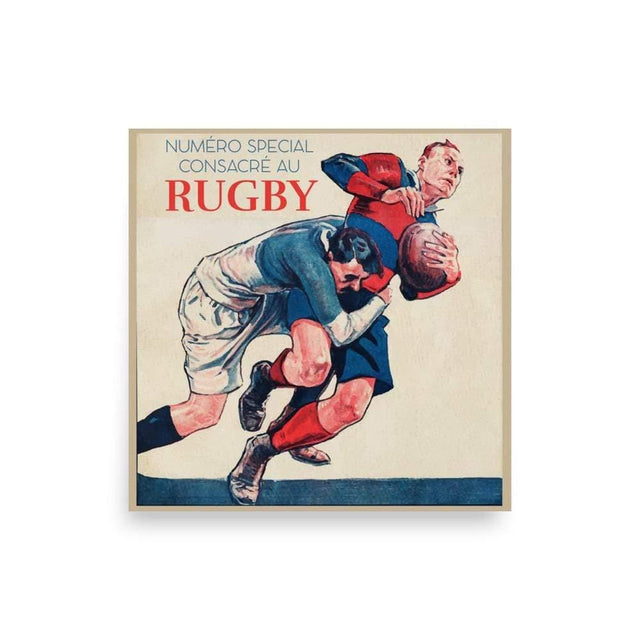 A Vintage Numero Special Consacre Au Rugby Poster of a rugby player being tackled by another player.