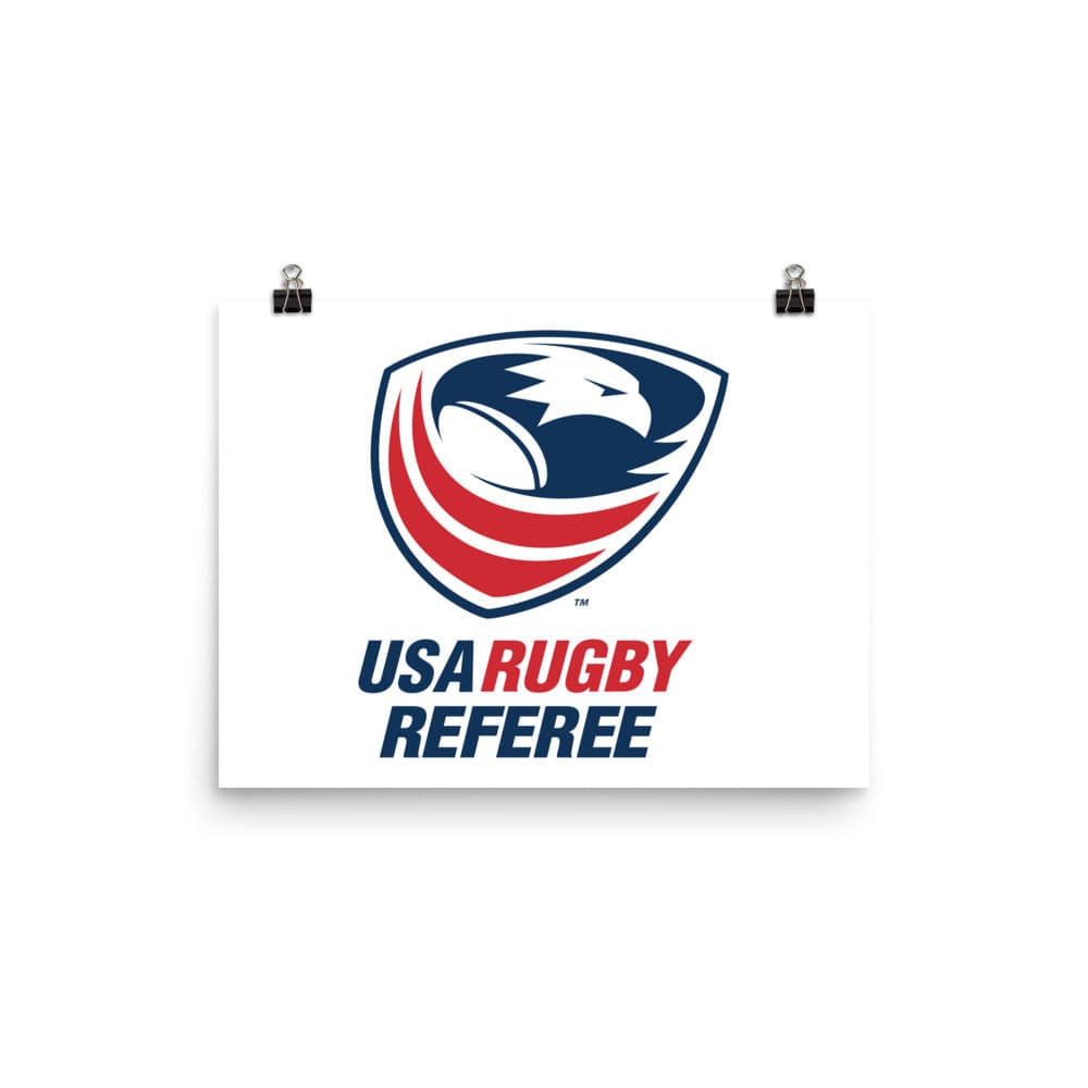 The USA Rugby Referees Poster on a white poster.